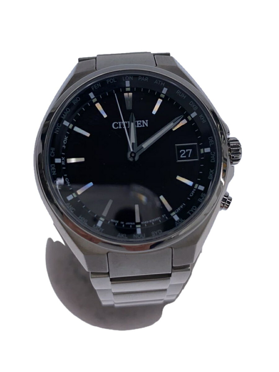 【中古】CITIZEN◆ソーラー腕時計/アナログ/チタン/BLK/SLV/H149-S118921【服飾雑貨他】