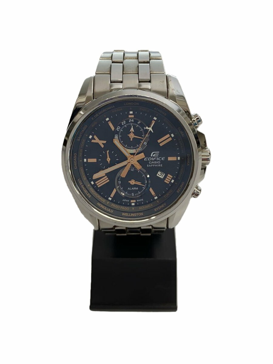 【中古】CASIO◆クォーツ腕時計/アナログ/BLK/SLV/EFB-301JDJ【服飾雑貨他】