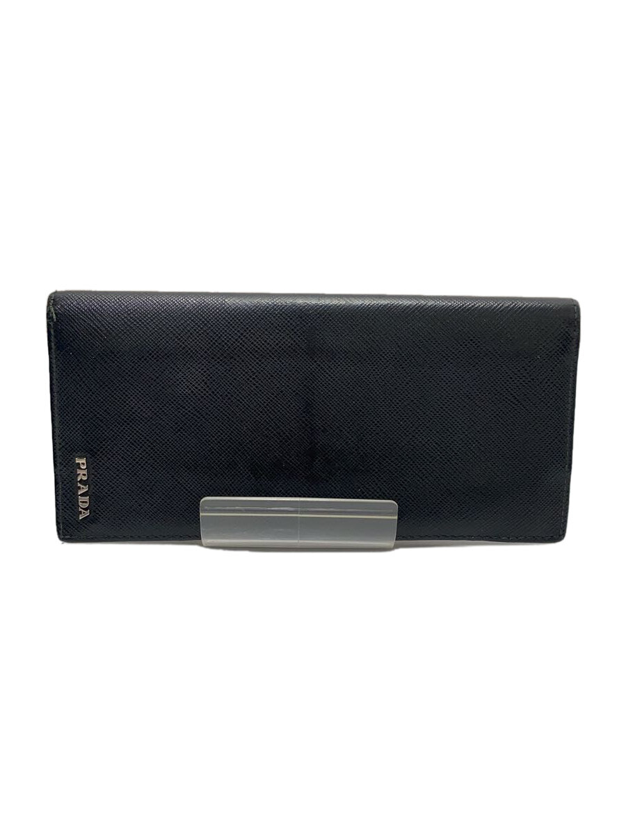 【中古】PRADA◆長財布/レザー/BLK/メンズ【服飾雑貨他】