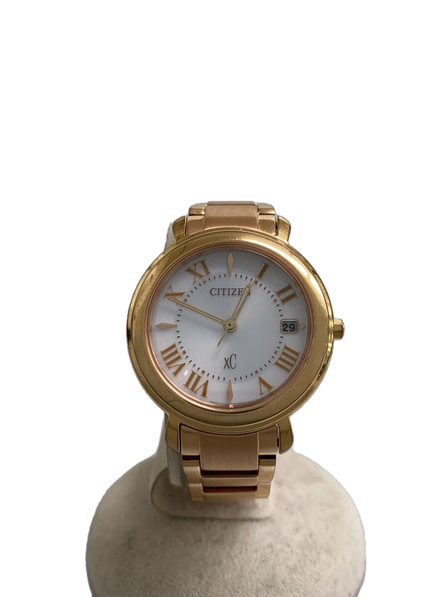 F, H, W - 【中古】CITIZEN◆クォーツ腕時計/アナログ/ステンレス/WHT/GLD/E111-T025994【服飾雑貨他】