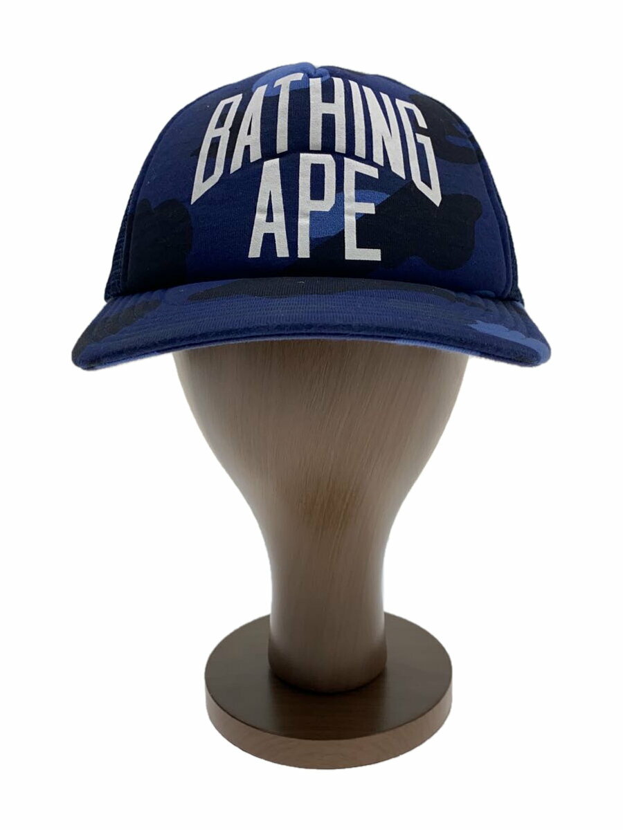 【中古】A BATHING APE◆メッシュキャップ/FREE/コットン/BLU/カモフラ/メンズ/001CPK301005M【服飾雑貨他】