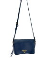 【中古】PRADA◆ショルダーバッグ/レザー/NVY/2e8k【バッグ】