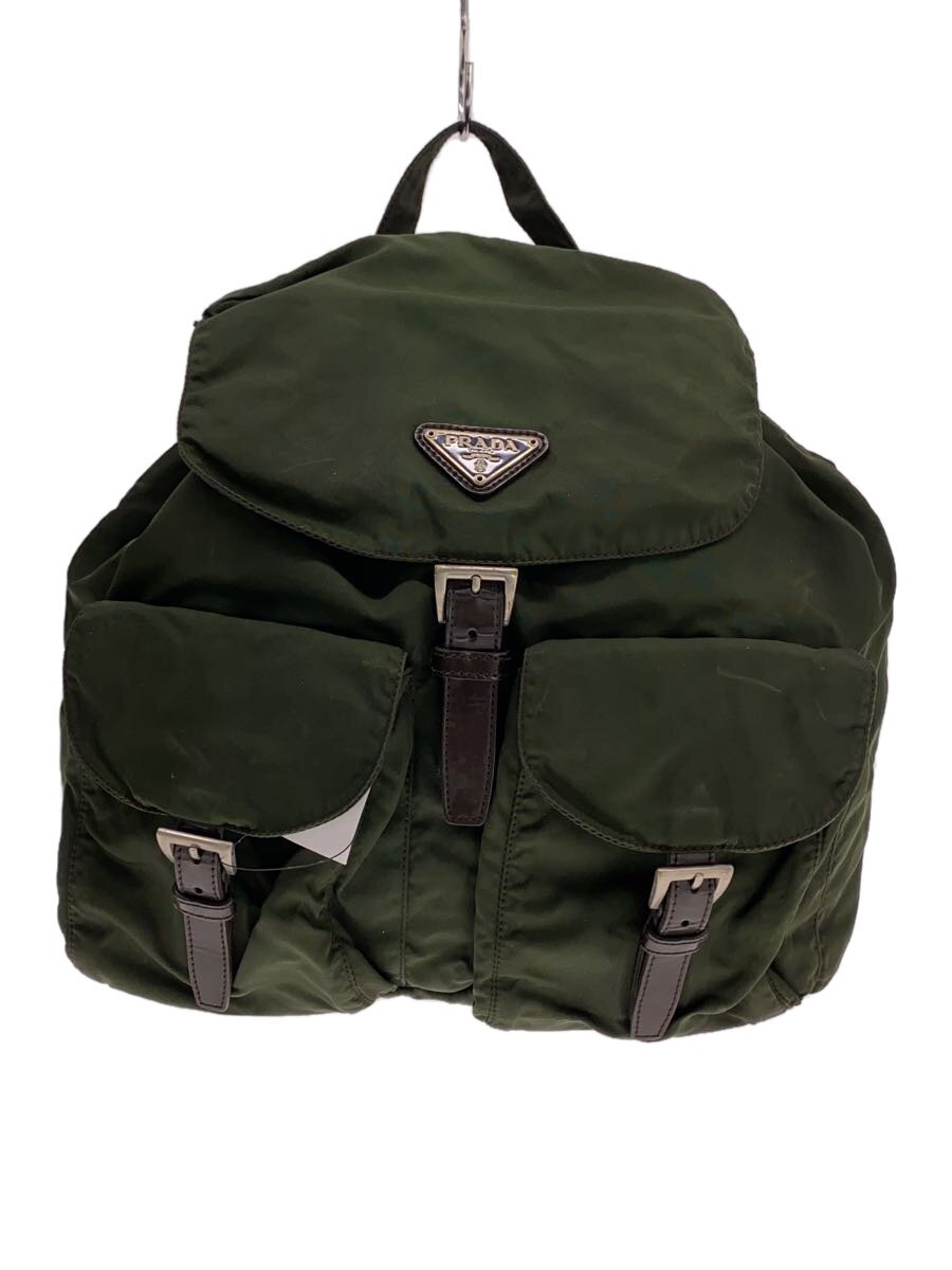 PRADA - 【中古】PRADA◆三角プレート/リュック/ナイロン/KHK【バッグ】