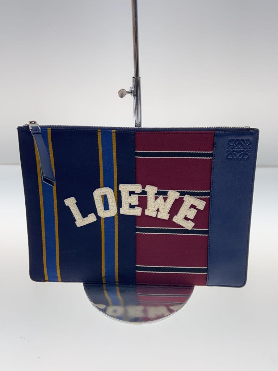 【中古】LOEWE◆バッグ/レザー/NVY/総柄【バッグ】