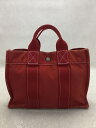 【中古】HERMES◆トートバッグ/キャンバス/RED/無地【バッグ】