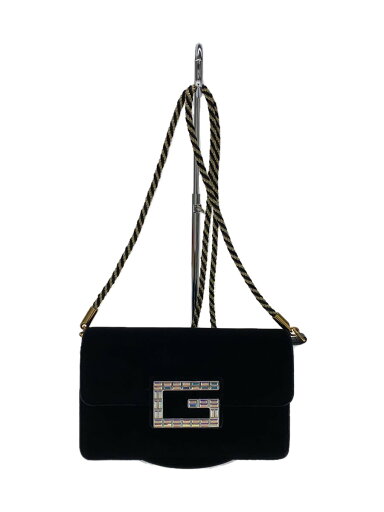 【中古】GUCCI◆ショルダーバッグ_スクエアG_ベルベット/ベロア/ブラック【バッグ】 【中古】GUCCI◆ショルダーバッグ_スクエアG_ベルベット/ベロア/ブラック【バッグ】