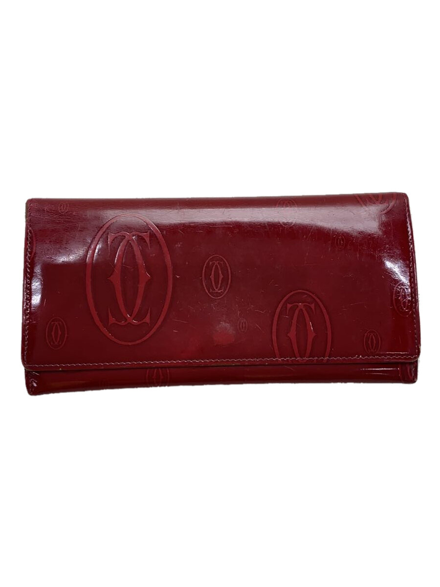 【中古】Cartier◆長財布/エナメル/RED/無地/レディース【服飾雑貨他】