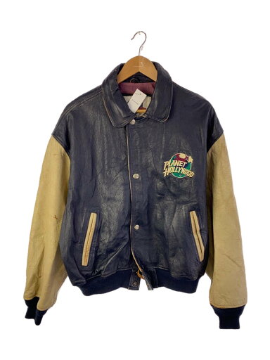 【中古】PLANET HOLLYWOOD◆スタジャン/L/レザー/NVY/韓国製/【メンズウェア】 【中古】PLANET HOLLYWOOD◆スタジャン/L/レザー/NVY/韓国製/【メンズウェア】