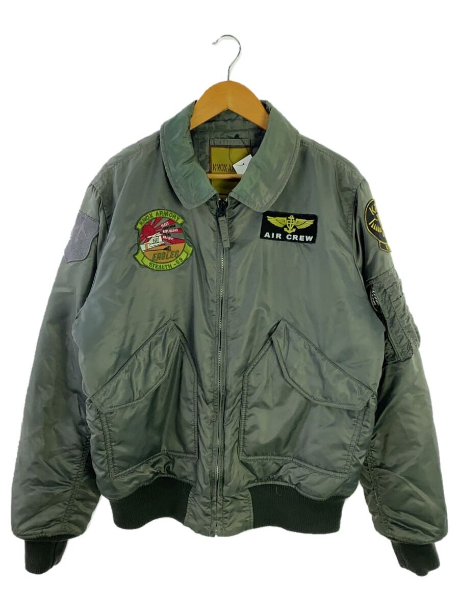 【中古】ALPHA INDUSTRIES◆KNOX ARMORY/CWU-45P/フライトジャケット/ミリタリージャケット/M/ナイロン/KHK【メンズウェア】