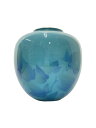 【中古】深川製磁◆芙蓉/夏型6号花生/色絵彩磁/壷・花瓶/BLU【インテリア小物・日用雑貨】