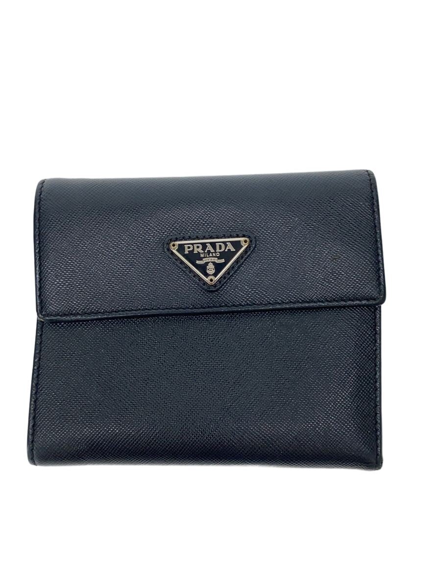 【中古】PRADA◆3つ折り財布/--/BLK/無�