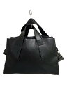 【中古】nouer◆メッシュドッキングスクエアバッグ/ハンドバッグ/ショルダー2way/レザー/BLK【バッグ】