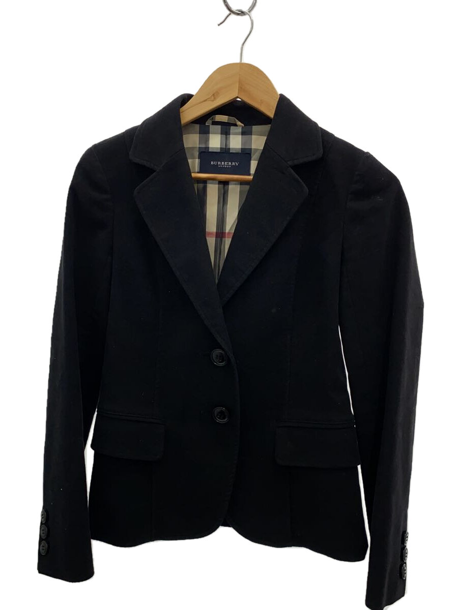 【中古】BURBERRY LONDON◆テーラードジャケット/36/コットン/BLK/無地/FC321-778-09/ノバチェック【レディースウェア】