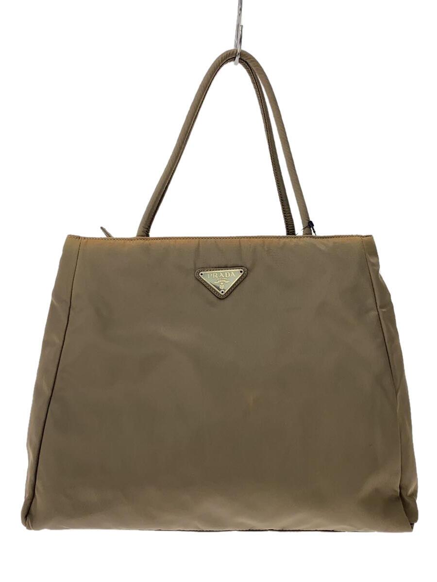PRADA - 【中古】PRADA◆ハンドバッグ/ナイロン/KHK/無地【バッグ】