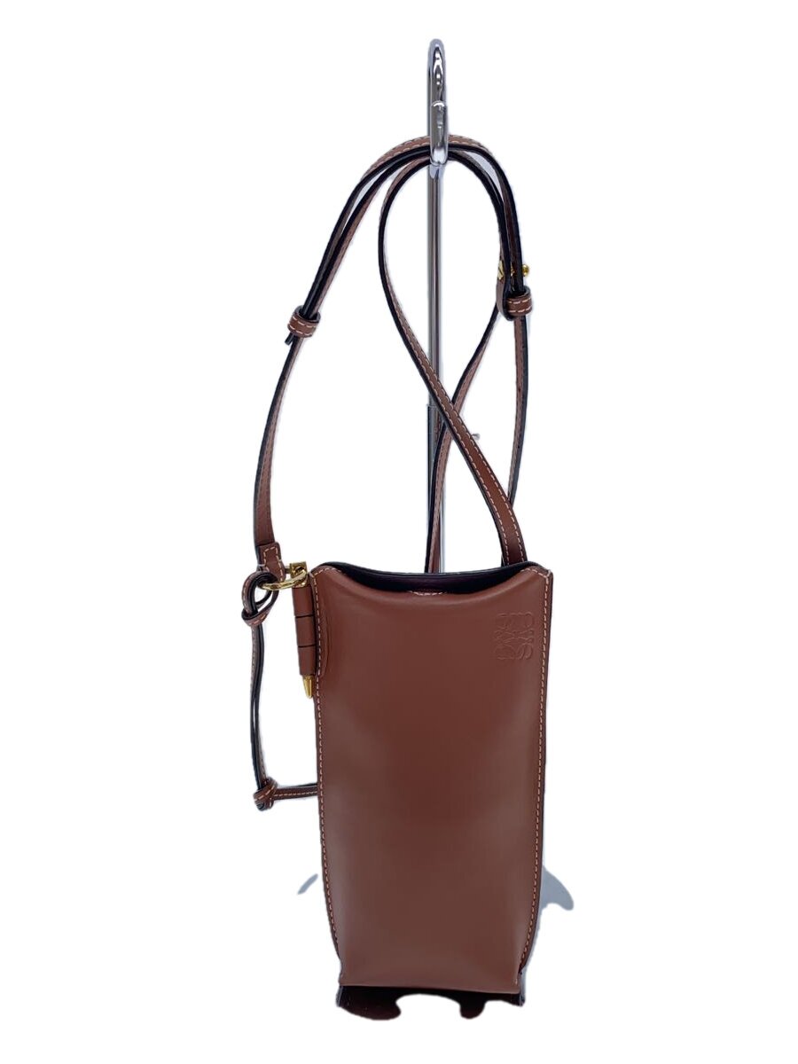 C, D, T, R, W - 【中古】LOEWE◆ショルダーバッグ/レザー/BRW/無地【バッグ】