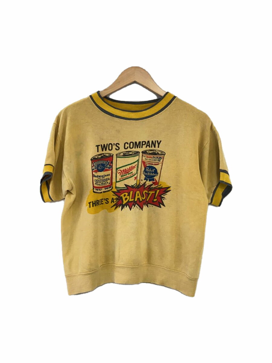 【中古】推定50s~/ビールメーカー/セットインスリーブ/半袖スウェット/コットン/YLW【メンズウェア】