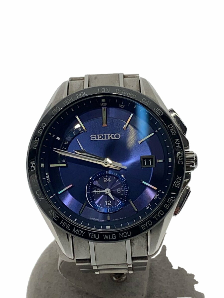 【中古】SEIKO◆クロノグラフ/カレンダー/ソーラー腕時計/アナログ/チタン/パープル/シルバー/8B63-0AB0【服飾雑貨他】