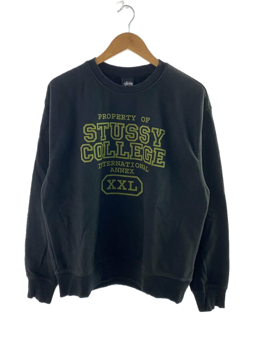 STUSSY◆Property Of Crew/スウェット/M/コットン/BLK/1914872//