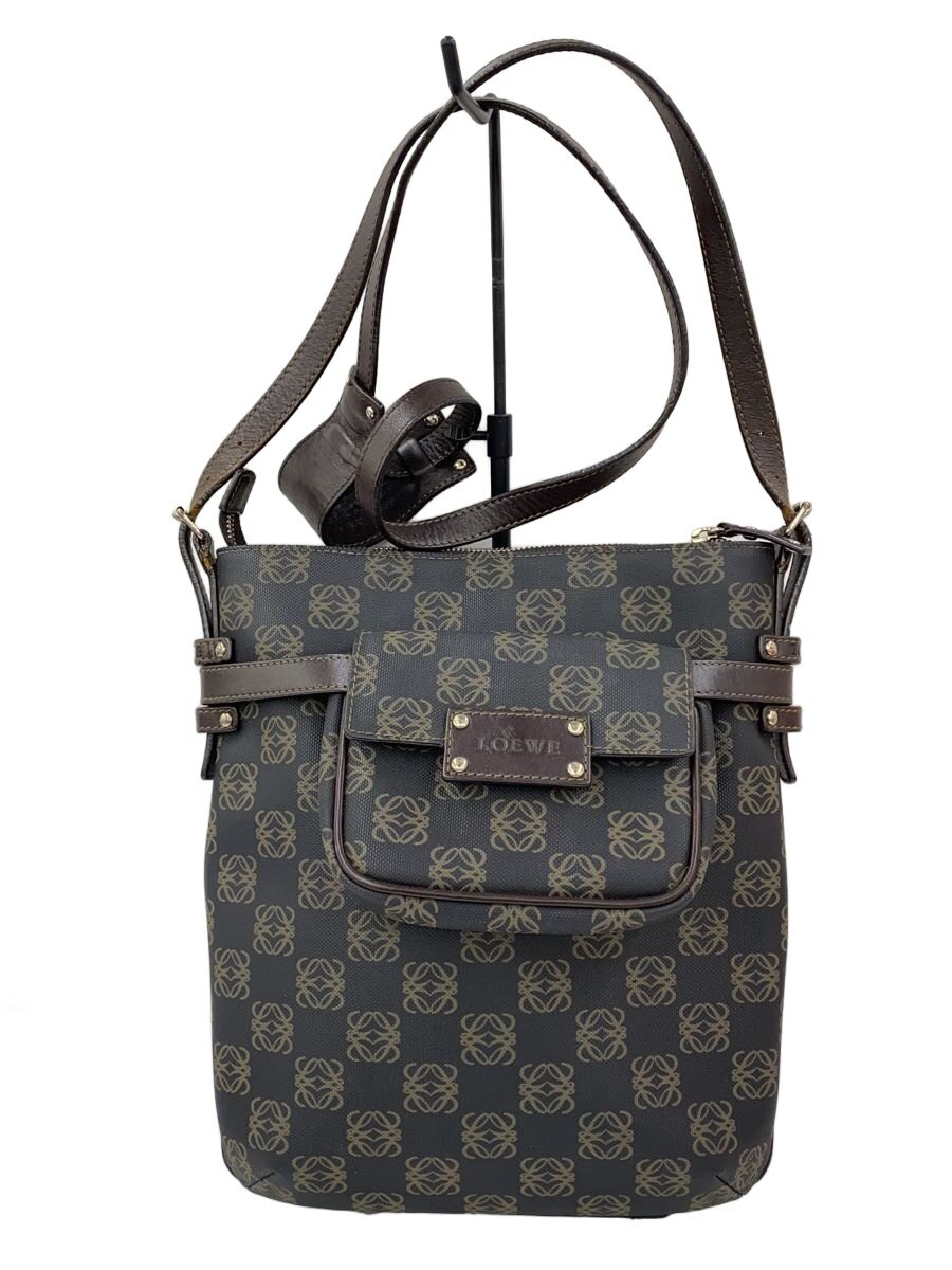 【中古】LOEWE◆リピートアナグラム/ショルダーバッグ/--/BLK/総柄//【バッグ】