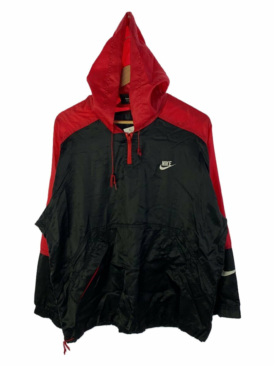 【中古】NIKE◆90s/ナイロンアノラック/ハーフジップ/ナイロンジャケット/M/ナイロン/BLK【メンズウェア】