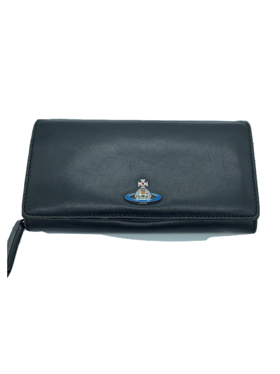 【中古】Vivienne Westwood◆長財布/レザー/BLK/メンズ【服飾雑貨他】
