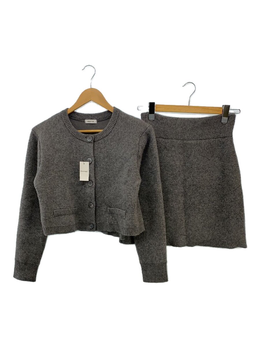 【中古】FRAY I.D◆24AW/ニットセットアップ/カーディガン&スカート/FREE/ナイロン/GRY/FWNO244169【レディースウェア】