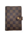 【中古】LOUIS VUITTON◆アジェンダPM_ダミエ・エベヌ_BRW/レザー/BRW/メンズ【服飾雑貨他】