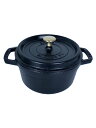 【中古】Staub◆COCOTTE RONDE/ココットラウンド/20cm/2.2L/琺瑯鍋/ブラック/40509-487【キッチン用品】