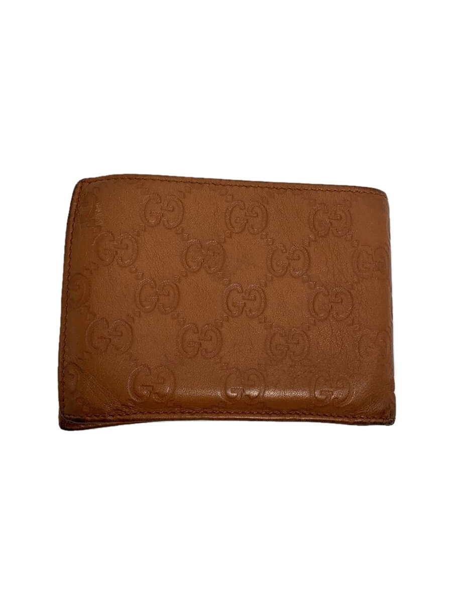 【中古】GUCCI◆2ツ折サイフ_グッチシマ/レザー/BRW/総柄/メンズ【服飾雑貨他】