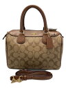 【中古】COACH◆ボストンバッグ_シグネチャー/レザー/BRW/総柄【バッグ】
