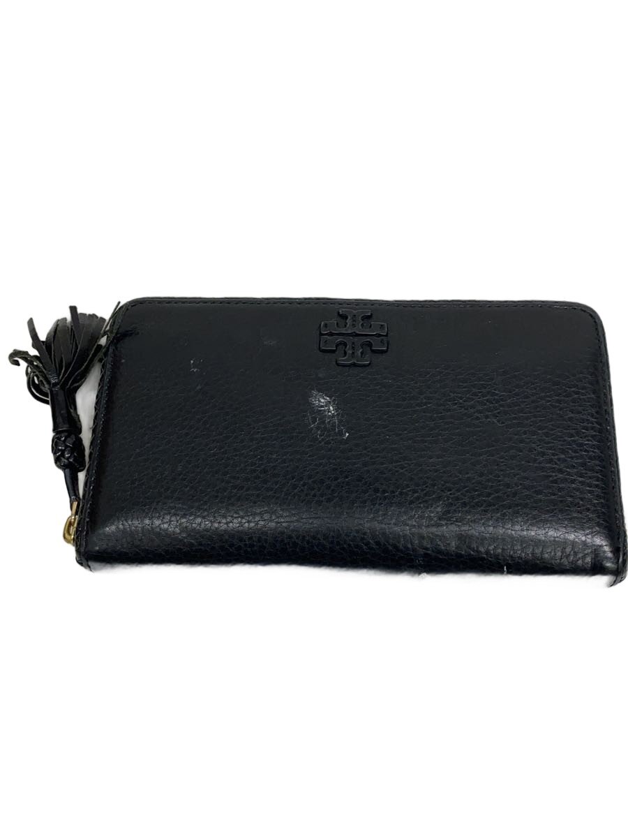 【中古】TORY BURCH◆長財布/レザー/BLK/無地/レディース【服飾雑貨他】