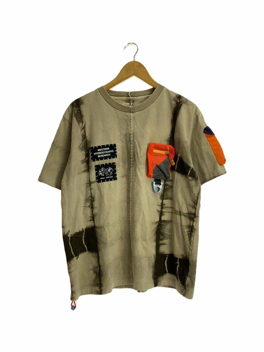 【中古】SPACE AVAILABLE/WHRパッチロゴTシャツ/Tシャツ/L/コットン/BEG/総柄【メンズウェア】
