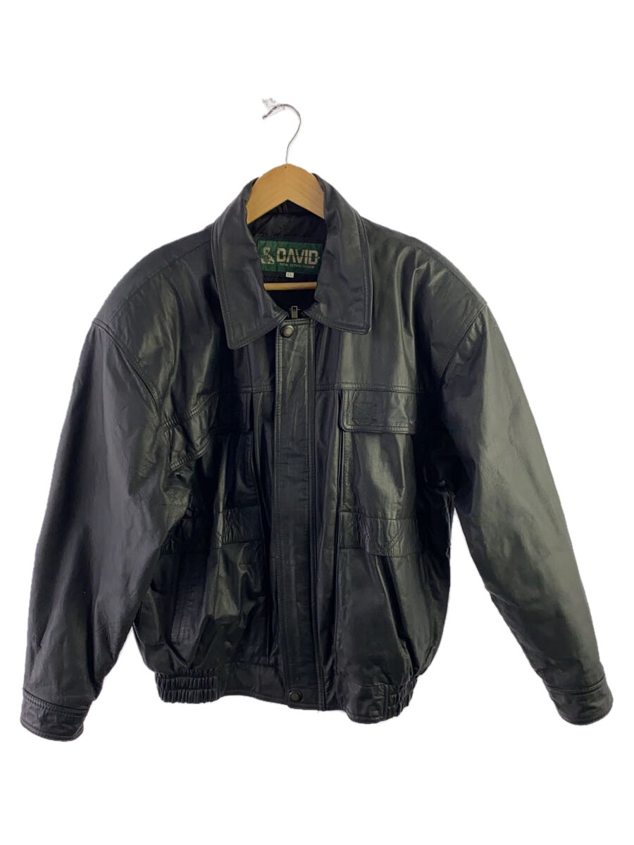 【中古】レザージャケット・ブルゾン/XL/牛革/BLK/無地【メンズウェア】