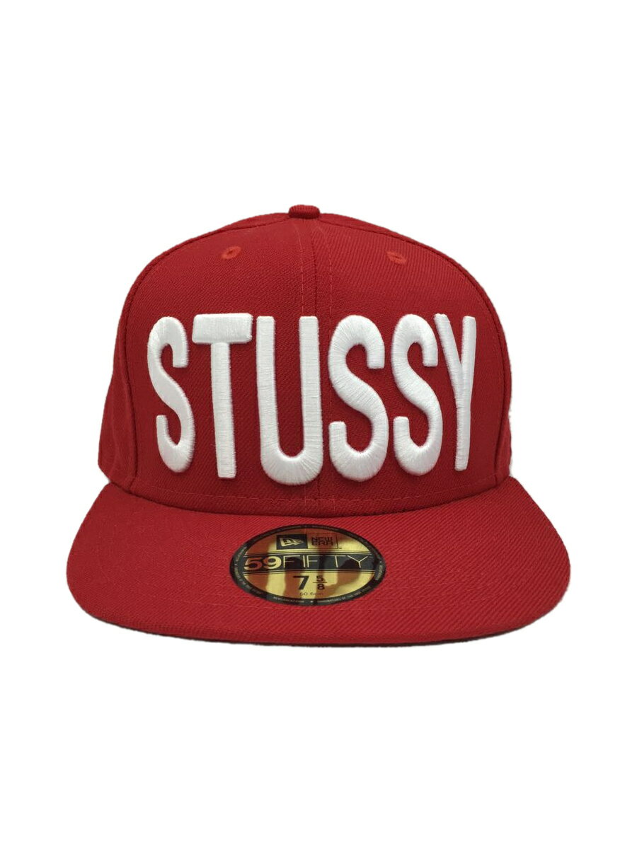 【中古】NEW ERA◆キャップ/7 5/8/ウール/RED/メンズ/デカロゴ/オールド【服飾雑貨他】