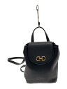 【中古】Salvatore Ferragamo◆リュック/レザー/BLK/無地【バッグ】
