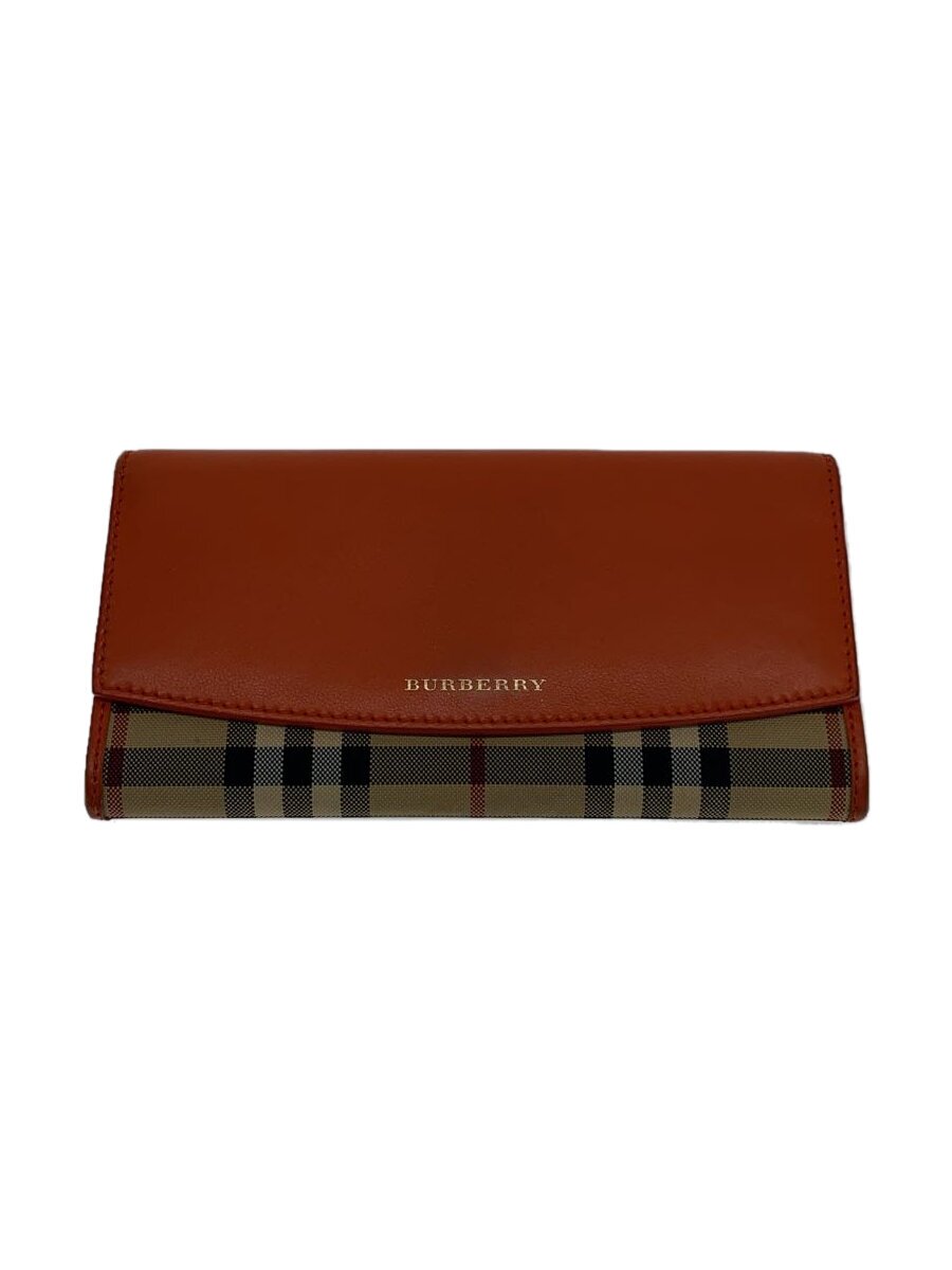 【中古】BURBERRY◆長財布/レザー/ORN/レディース【服飾雑貨他】