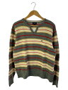 【中古】BURBERRY GOLF◆カーディガン(厚手)/LL/ウール/GRY/ボーダー/BFT41-707-05【メンズウェア】