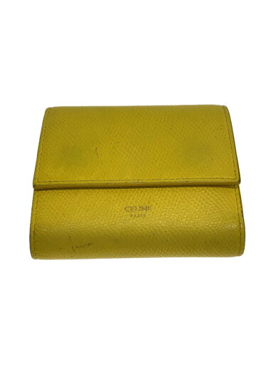 【中古】CELINE◆スモール トリフォールド/2つ折り財布/レザー/YLW/レディース/使用感有【服飾雑貨他】 【中古】CELINE◆スモール トリフォールド/2つ折り財布/レザー/YLW/レディース/使用感有【服飾雑貨他】