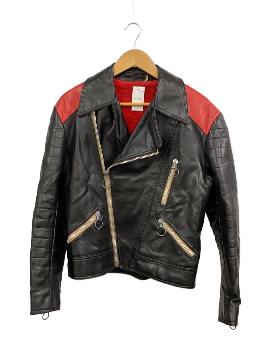 【中古】orlon/ダブルライダースジャケット/--/レザー/BLK/肩赤【メンズウェア】