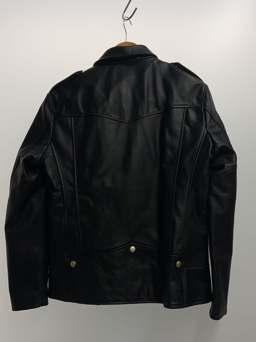 【中古】BOLINI◆ダブルライダースジャケット/48/牛革/BLK/無地/TCB0279【メンズウェア】