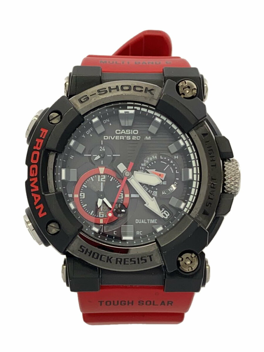 【中古】CASIO◆ソーラー腕時計_G-SHOCK/アナログ/ラバー/BLK/RED【服飾雑貨他】
