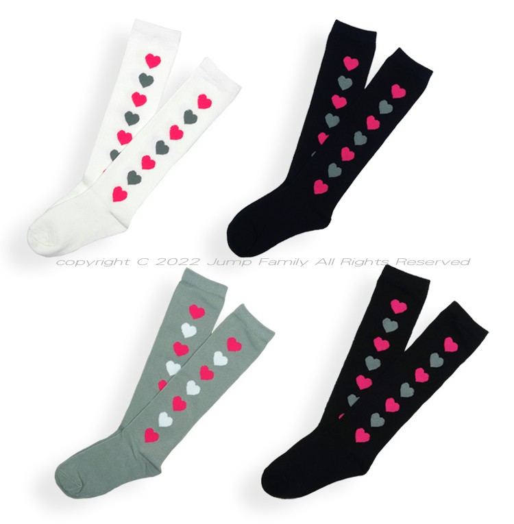 【追跡可能メール便2点まで可】ハイソックス 19～21cm KIDS SOCKS ハート 靴下 ソックス 19cm 20cm 21cm キッズ ジュニア 女の子 通学 学校 イベント フォーマル 普段使い 発表会 卒業式 220889 220890 220891 220892