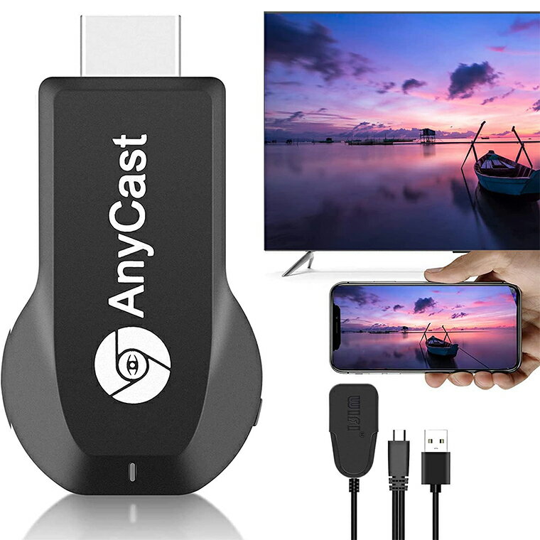 ミラキャスト iOS/Android ミラーリング Anycast ドングルレシーバー 2022 hdmi wifi Airplayレシーバ Miracast ワイヤレスドングル Chrome APPプロトコルと互換性があり 1080P HDビデオ伝送をサポート 大画面 動画転送 iOS＆Android＆Windows＆MAC