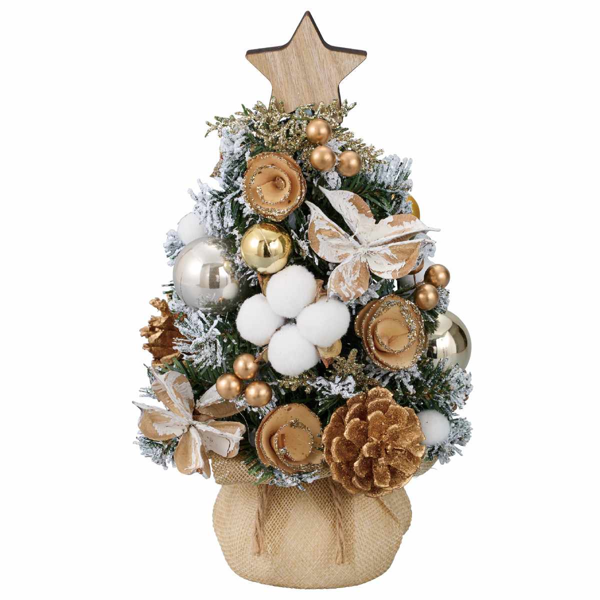 卓上ミニツリー ゴールド 1個ツリートップに星をあしらった卓上ツリー。ギフトボックスやリボン、ボー..