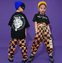 子供ヒップホップダンス 男の子 女の子ジャズスダンス衣装 舞台ステージ衣装 サロペットTシャツhiphopダンスウェア ストリートダンスコスプレ仮装イベントパーティー練習着 レッスンウェア演出服110～170cm