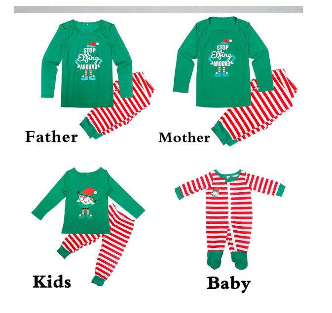 クリスマス 衣装 親子ペアルック かわいい サンタ 衣装 長袖 ルームウェア 部屋着 パジャマ 上下セット パパ ママ キッズ ベビー用 サンタ コスチューム 家族お揃い サンタクルーズ ボーダーライン 赤緑配色 薄め 2