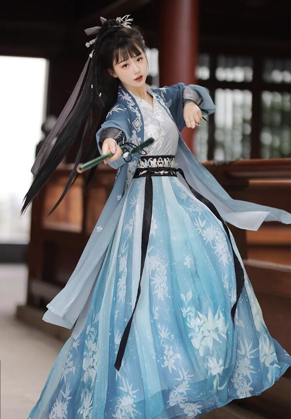 中華風チャイナドレス 漢服 チャイナ服 ブルー 黒系中国伝統古典唐装 レディース 中華コスプレ衣装 大人 学生イベント演出衣装 美しいプリント 二次元宮廷唐時代衣装 写真撮影衣装 華流ステージ衣装演出服 ハロウィンコスプレ衣装 junchan-10007168 純の洋服屋さん サンプル画像2