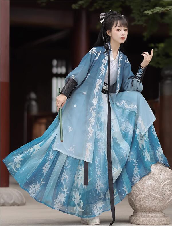 中華風チャイナドレス 漢服 チャイナ服 ブルー 黒系中国伝統古典唐装 レディース 中華コスプレ衣装 大人 学生イベント演出衣装 美しいプリント 二次元宮廷唐時代衣装 写真撮影衣装 華流ステージ衣装演出服 ハロウィンコスプレ衣装 junchan-10007168 純の洋服屋さん サンプル画像3