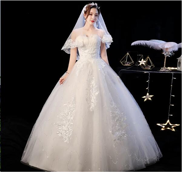 ロングウェディングドレス 二次会　花嫁ドレス エンパイアドレス　ロングドレス パ...