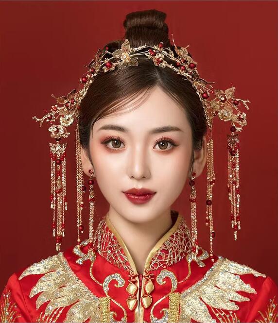 中華風髪飾り 漢服 チャイナ服用 アクセサリー ティアラ 簪 ピアス イヤリング 合金 フリンジ かんざし..